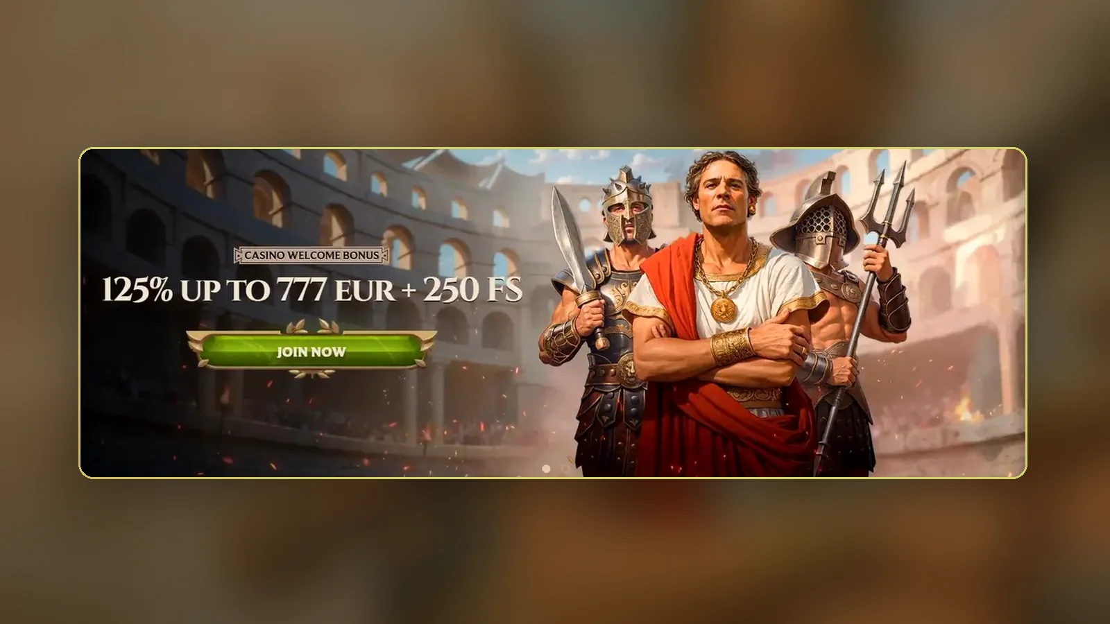 Il banner del benvenuto casinò che vedi anche dal sito mobile