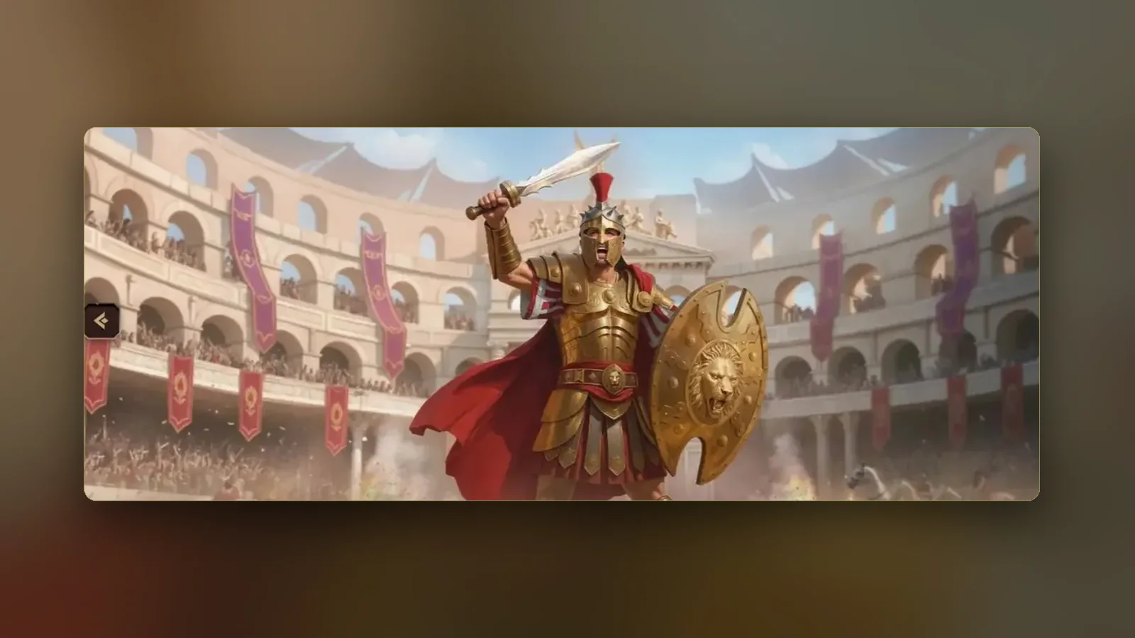 Il banner di Lanista con il gladiatore, parte del tema grafico del sito