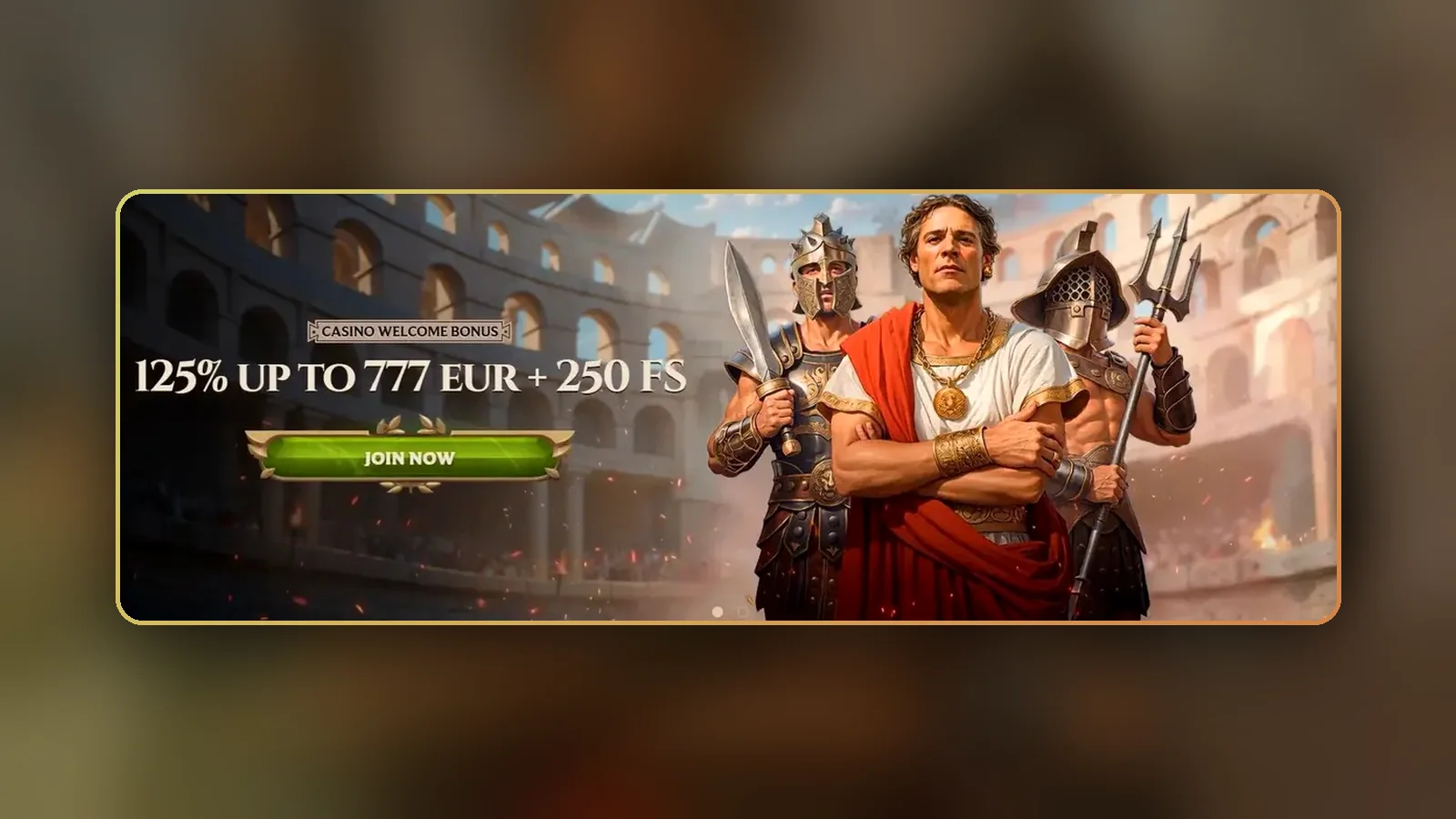 Il banner del Lanista bonus casinò con il pulsante verde per aderire