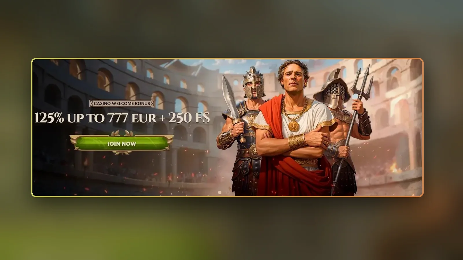 Il banner di benvenuto di Lanista: 125% fino a €777 più 250 giri